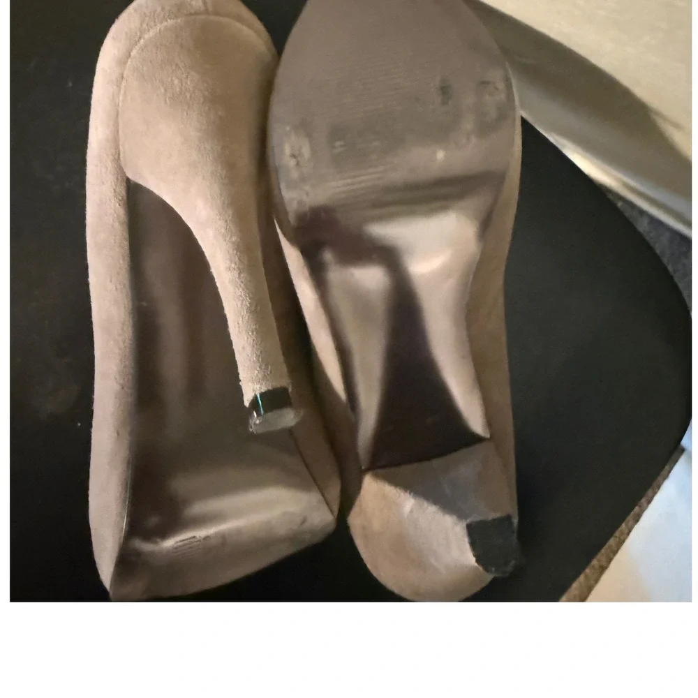 Steve Madden Trinitie Taupe Suede Round Toe Stiletto Pumps Heels Womens 7M read